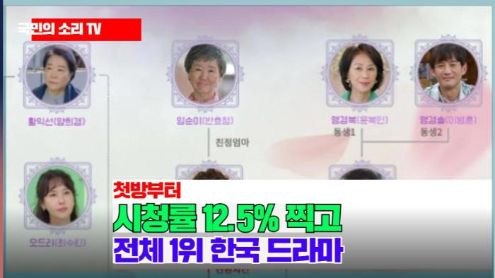 첫방부터 시청률 12.5% 찍고 전체 1위 한국 드라마 국민의소리 기사 이미지